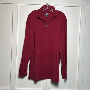 Joe Joseph Abboud Mens Burgundy 1/4 Zip Long Sleeve Pullover Sweater XLT‎